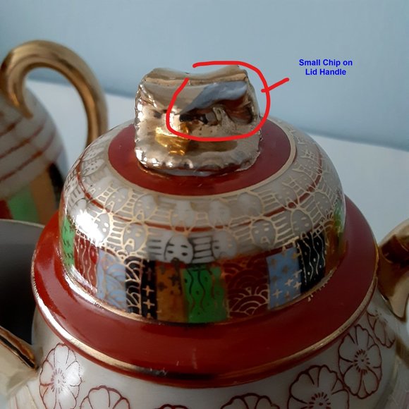 Rare- Made in Occupied Japan, 1000 Faces Design, Lidded Sugar & Creamer Bowl Set - Picture 10 of 10